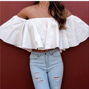 ZARA off the shoulder white top